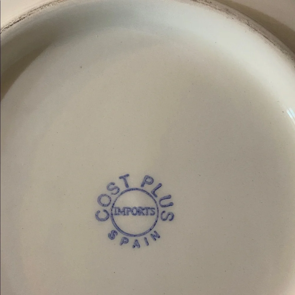 Cost Plus Set of 2 Festive Cake Plate with Holly Design. Spain.